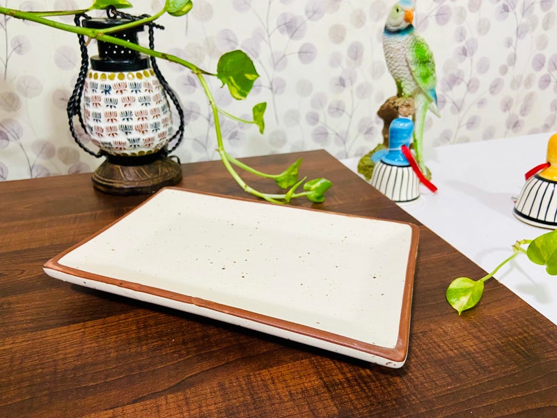 ALTAICA Ceramic Serving Platter Snacks, Kabab, Starter, Salad, Heavy Quality Ceramic Serving Platters Perfect for Modern Kitchen- Matte Marble Finish Size -18x12cm - Image 3