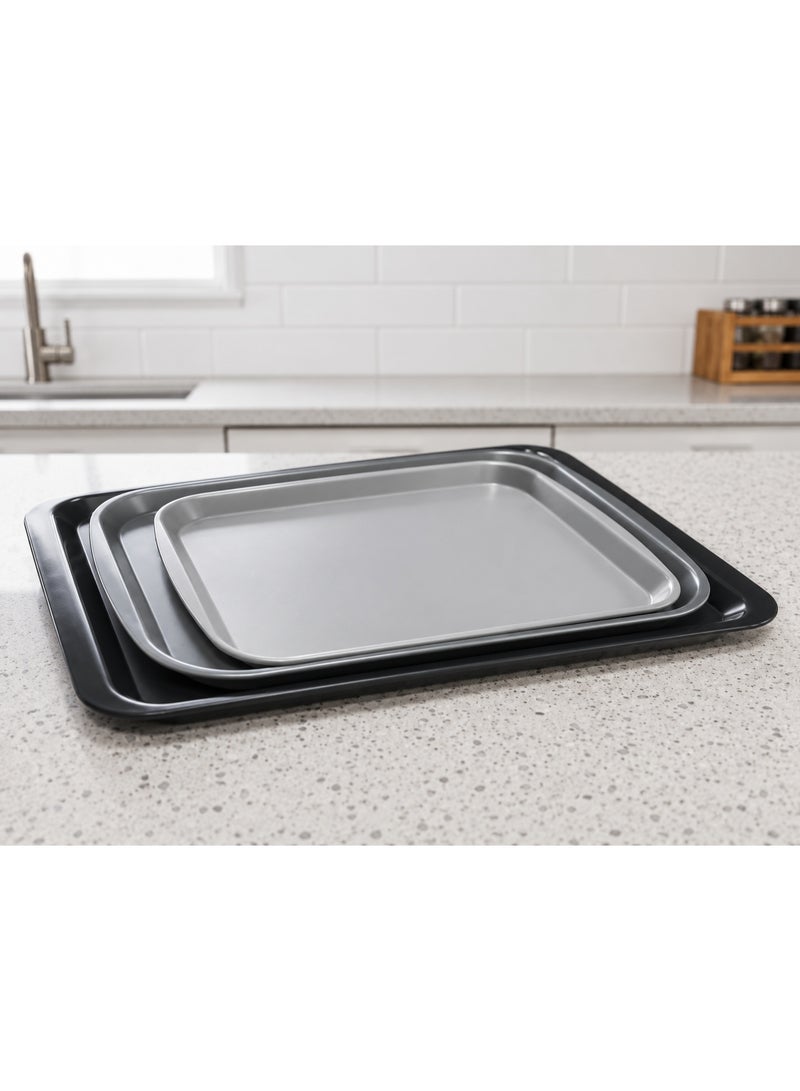 favilla 3-Piece Serving Tray Set - Assorted Sizes - For easy serving of food and drinks. Stain and scratch resistant, easy to clean, lightweight, suitable for everyday indoor and outdoor use, convenient design for carrying and use with trolleys. - Multicolored - Image 1
