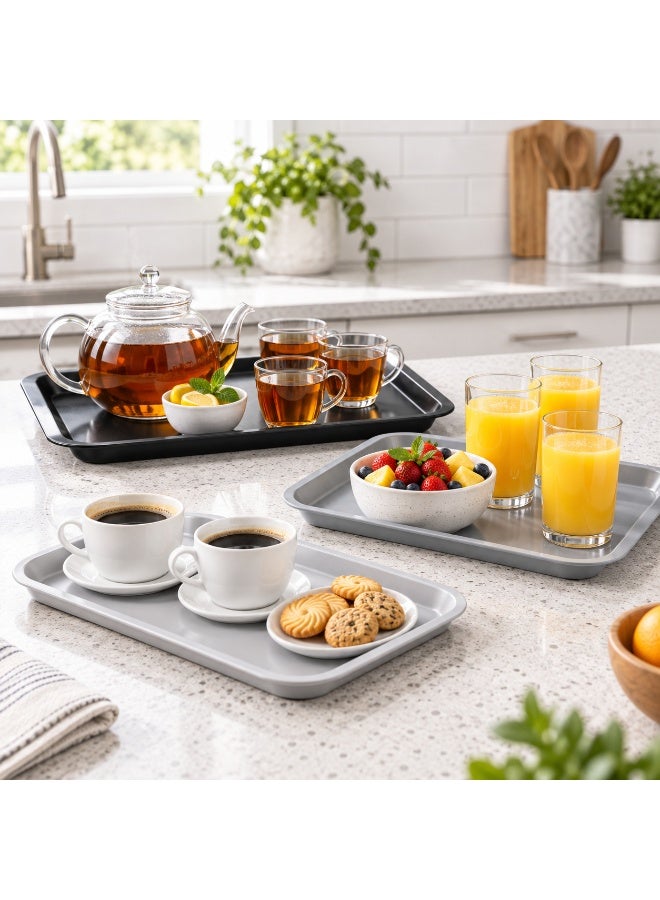 favilla 3-Piece Serving Tray Set - Assorted Sizes - For easy serving of food and drinks. Stain and scratch resistant, easy to clean, lightweight, suitable for everyday indoor and outdoor use, convenient design for carrying and use with trolleys. - Multicolored - Image 5