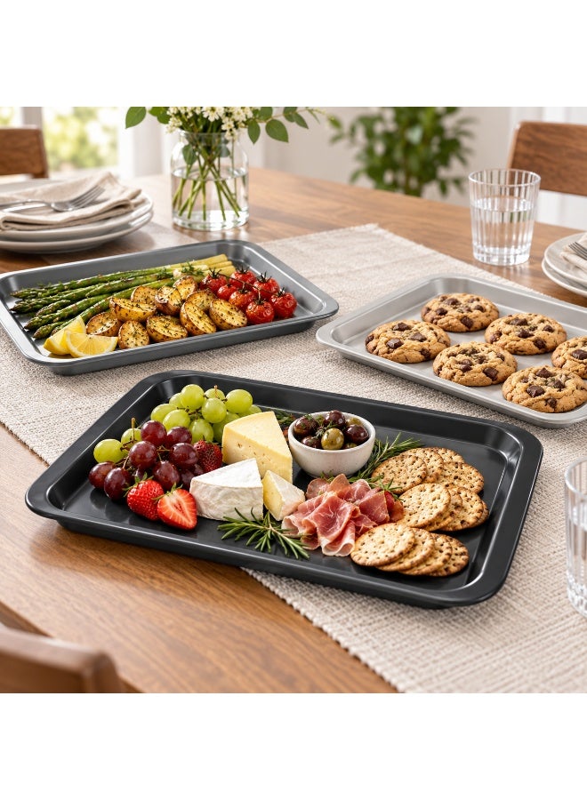 favilla 3-Piece Serving Tray Set - Assorted Sizes - For easy serving of food and drinks. Stain and scratch resistant, easy to clean, lightweight, suitable for everyday indoor and outdoor use, convenient design for carrying and use with trolleys. - Multicolored - Image 4