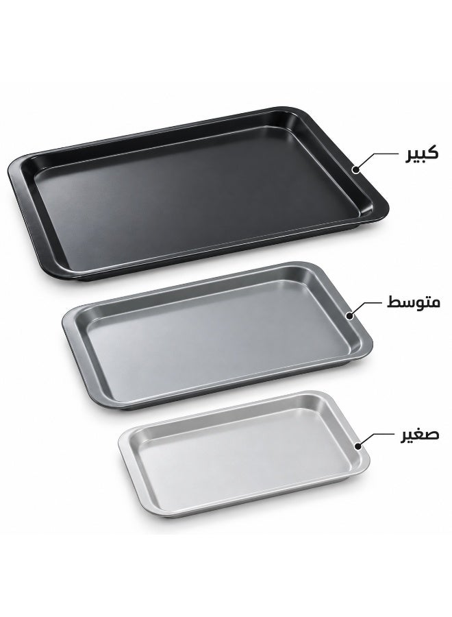 favilla 3-Piece Serving Tray Set - Assorted Sizes - For easy serving of food and drinks. Stain and scratch resistant, easy to clean, lightweight, suitable for everyday indoor and outdoor use, convenient design for carrying and use with trolleys. - Multicolored - Image 2