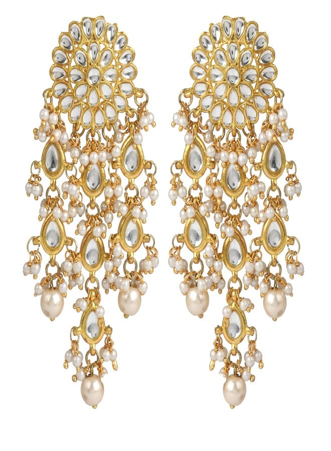 Karatcart Gold Plated Kundan Tassel Earrings for Women (Gold) - Image 1