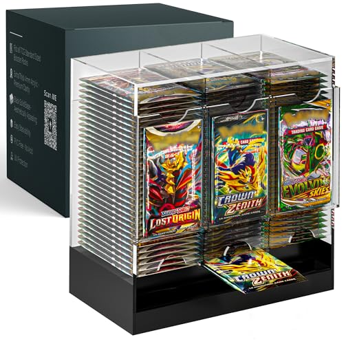 Dinavio Crafthouse 3Slot Booster Pack Dispenser with Black Base Fits 120 Booster Packs for Dispensing Compatible with TCG Trading Card Boosters and Sports Card Boosters 4mm Acrylic Stackable - Image 1