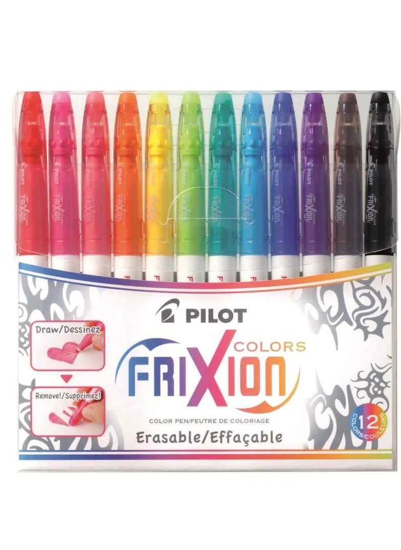 PILOT Pilot Frixion Colors Erasable Fibre Tip Colouring Pen - Assorted, Pack of 12  - Image 1