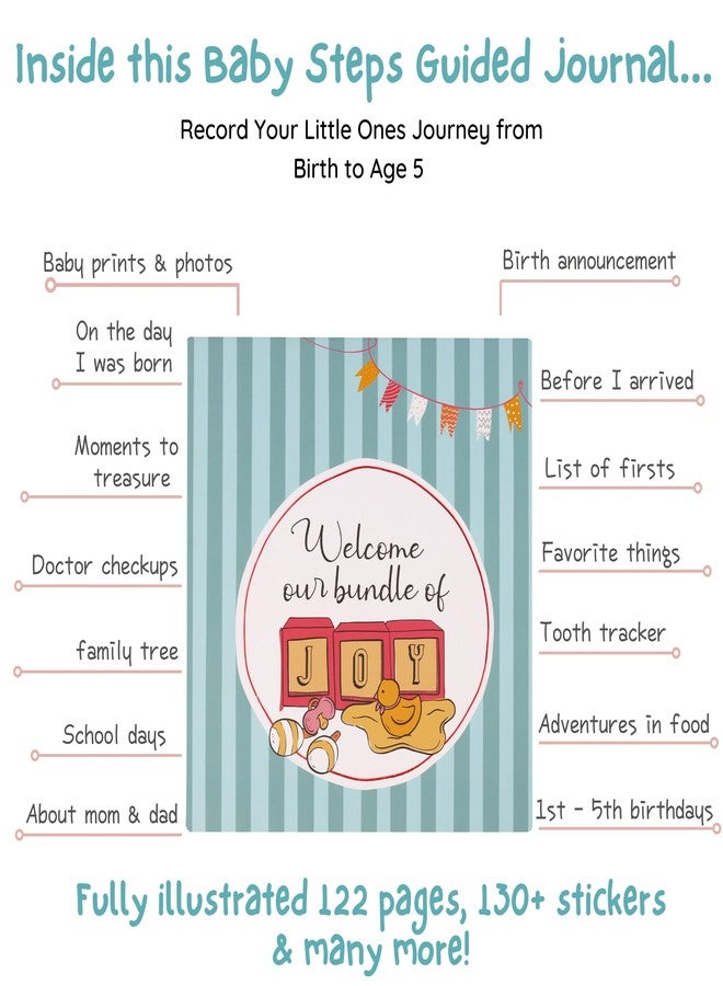 Doodle Baby Journal Set to Record Your Little One's Journey from Birth to Age 5 | Record Baby's Birth Story | Store Memories | Storage for photos and Documents (Joyful Moments) - Image 3