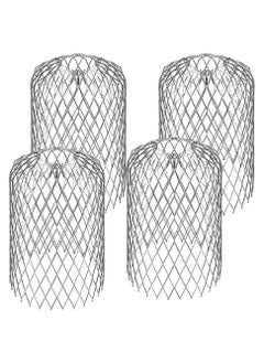 4 Pack Aluminum Gutter Guards Expandable Gutter Filter Screen Covers Mesh Leaf Strainer Gutter Sieve Traps Metal Downpipe Protection Guards for Stopping Blockage Leaves Debris, 3 Inch