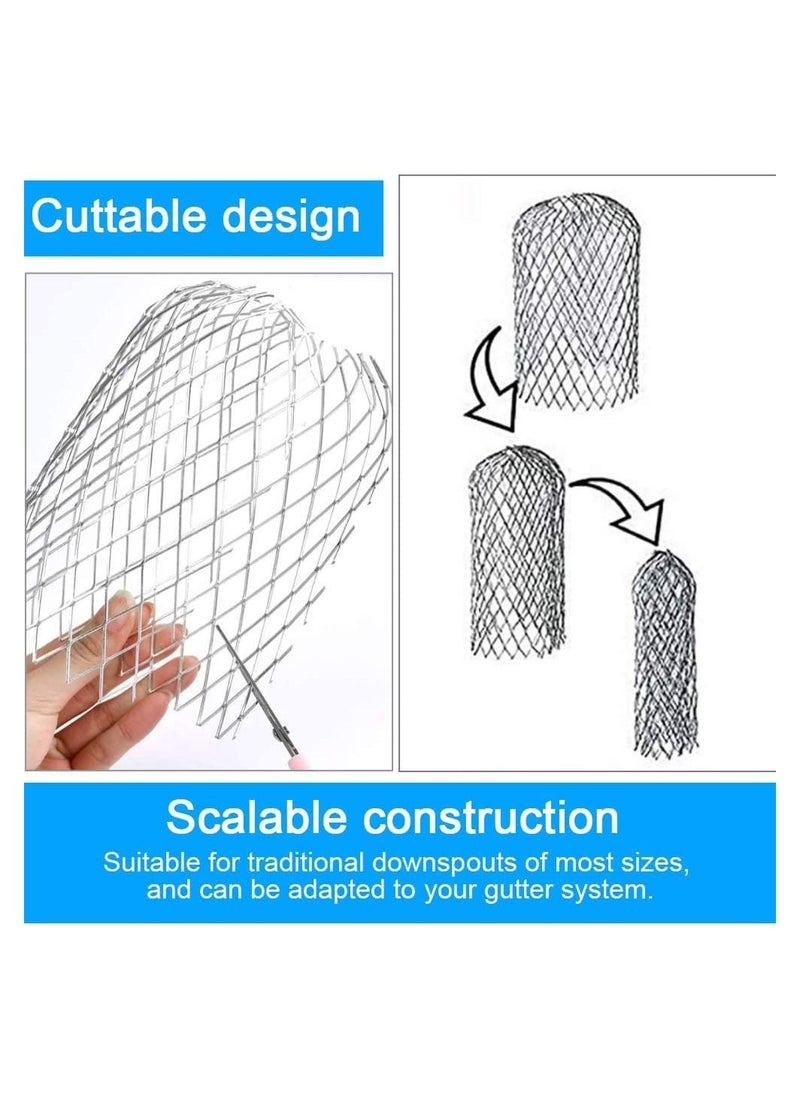 SYOSI - 4 Pack Aluminum Gutter Guards Expandable Gutter Filter Screen Covers Mesh Leaf Strainer Gutter Sieve Traps Metal Downpipe Protection Guards for Stopping Blockage Leaves Debris, 3 Inch - Image 1