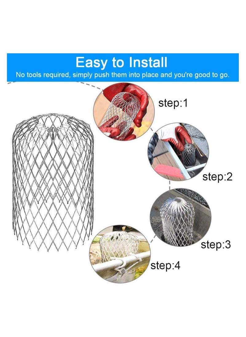 SYOSI - 4 Pack Aluminum Gutter Guards Expandable Gutter Filter Screen Covers Mesh Leaf Strainer Gutter Sieve Traps Metal Downpipe Protection Guards for Stopping Blockage Leaves Debris, 3 Inch - Image 1