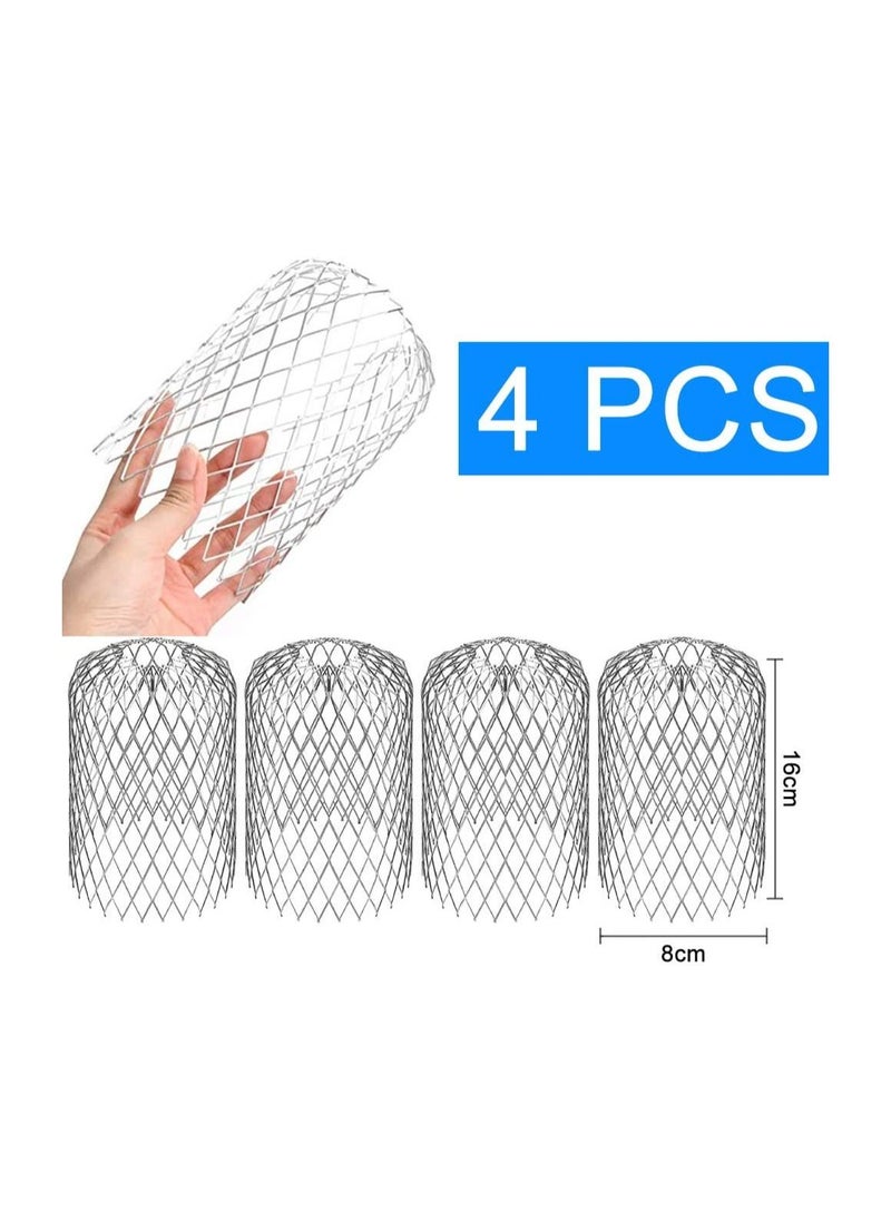 SYOSI - 4 Pack Aluminum Gutter Guards Expandable Gutter Filter Screen Covers Mesh Leaf Strainer Gutter Sieve Traps Metal Downpipe Protection Guards for Stopping Blockage Leaves Debris, 3 Inch - Image 1