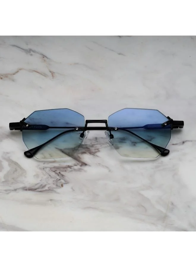 Explicit Poets Explicit Poets Unisex Nova Matt Black-Gradient Blue Stylish Sunglasses, A23EP2