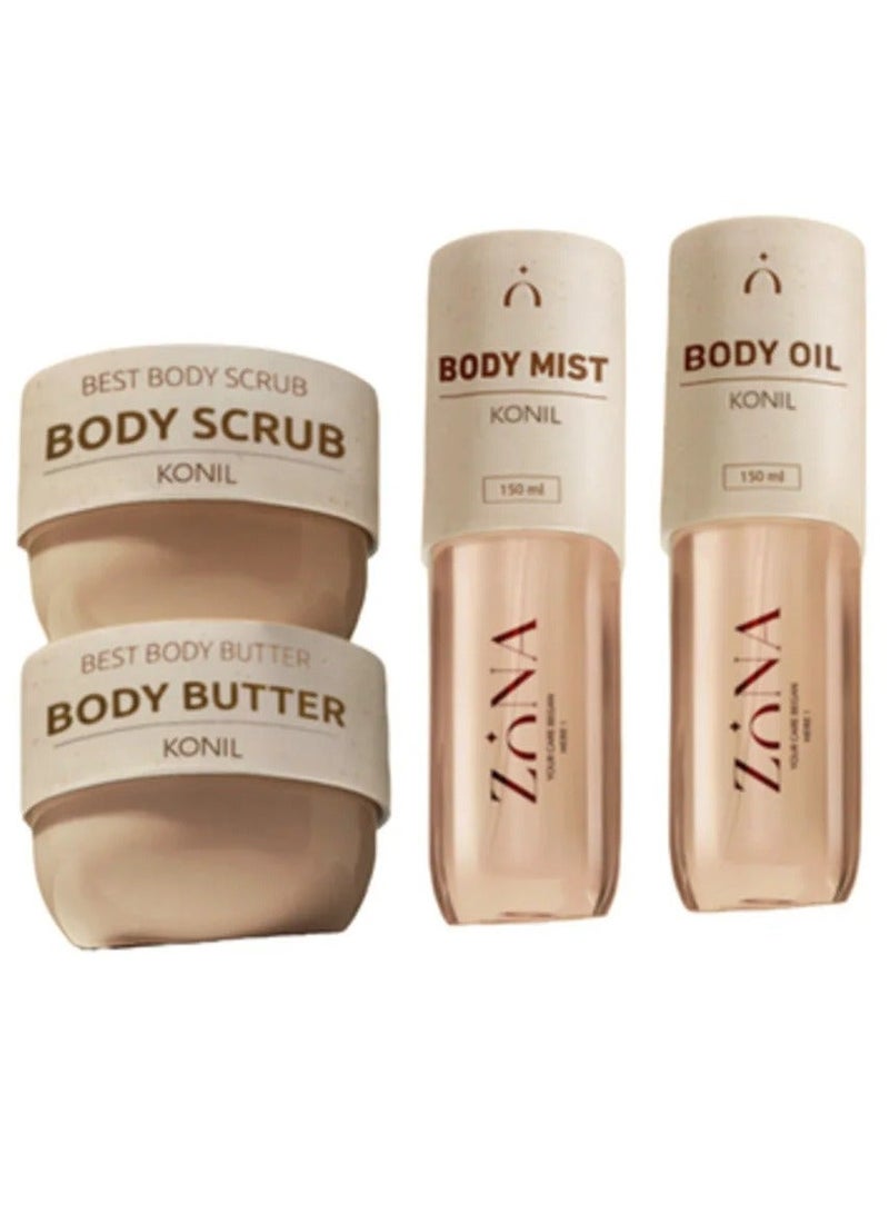 ZONA Konil Luxury Bath Set | Body Scrub, Body Butter, Body Oil & Body Mist | Inspired by Coco Mademoiselle Fragrance - Image 1