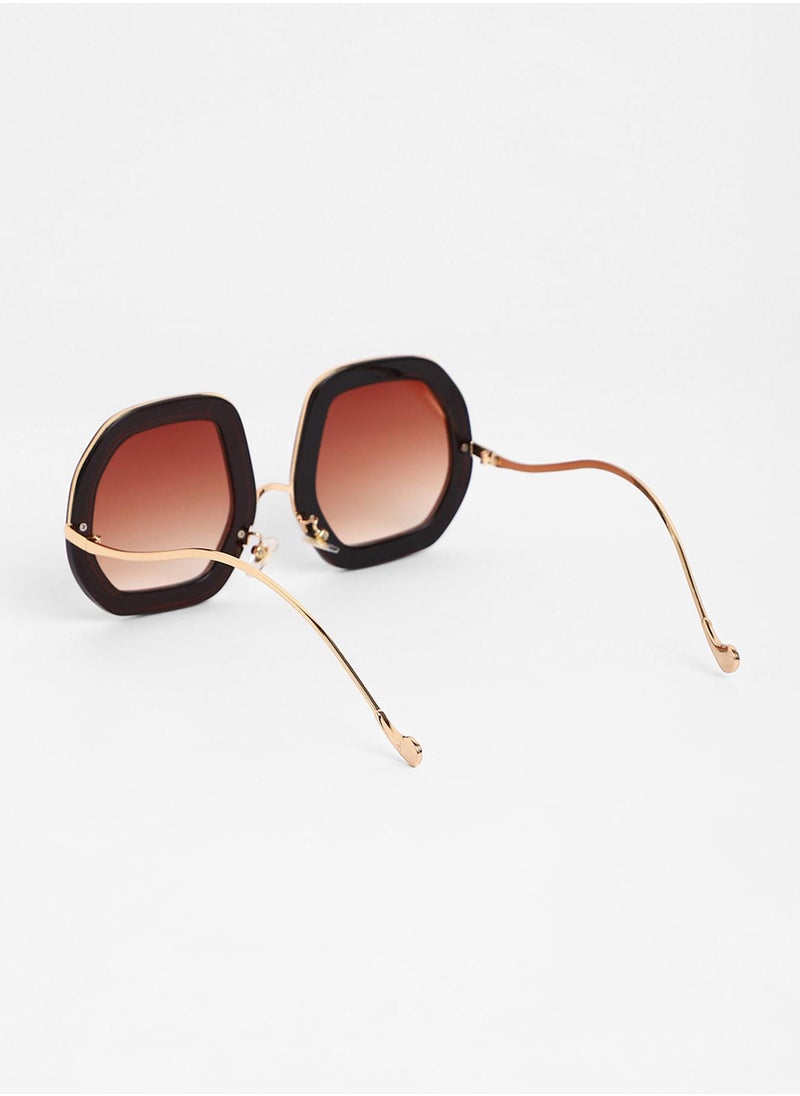 Haute Sauce - The Shimmer Oversized Sunglasses - Metallic Pink - Image 1