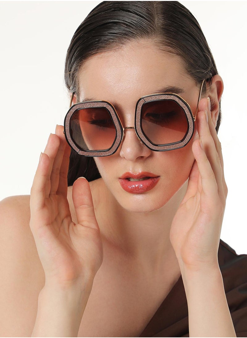 Haute Sauce - The Shimmer Oversized Sunglasses - Metallic Pink - Image 1