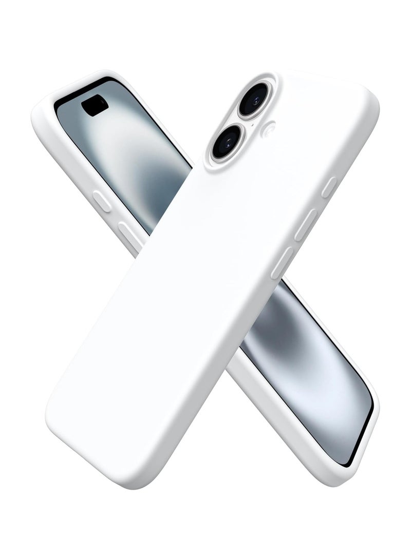 Silicone Case Compatible with iPhone 16 Plus, Slim Liquid Silicone Phone Case with 3-Layer Soft Rubber Shockproof Bumper with TPU Lining (White) - Image 1