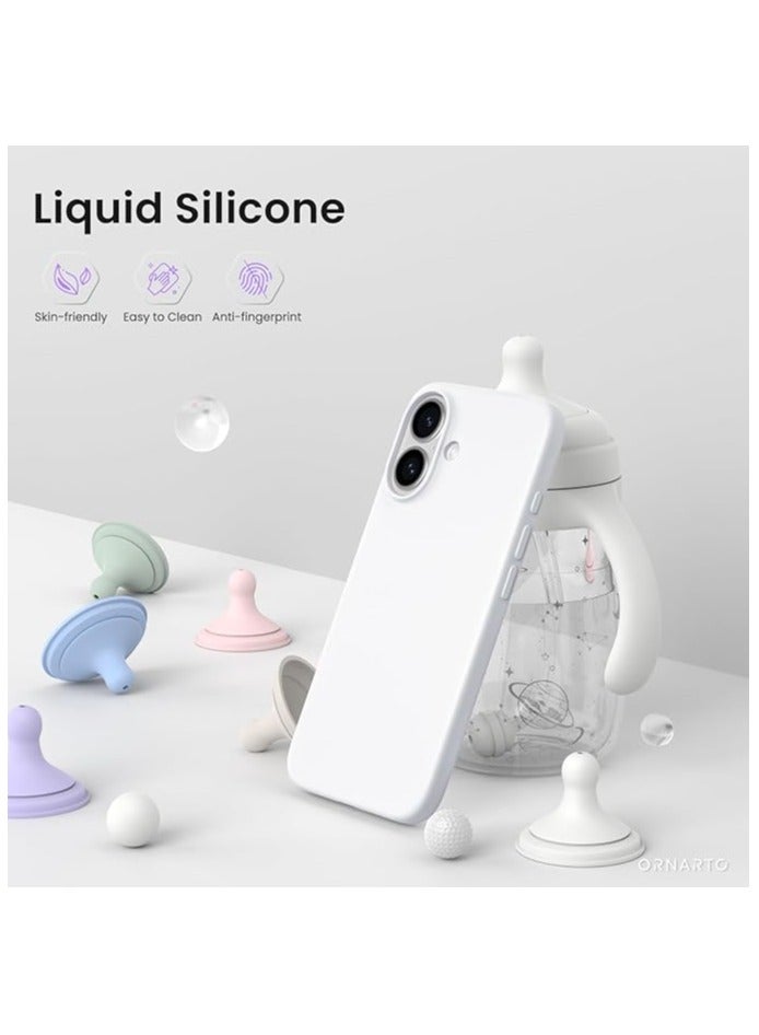 Silicone Case Compatible with iPhone 16 Plus, Slim Liquid Silicone Phone Case with 3-Layer Soft Rubber Shockproof Bumper with TPU Lining (White) - Image 2
