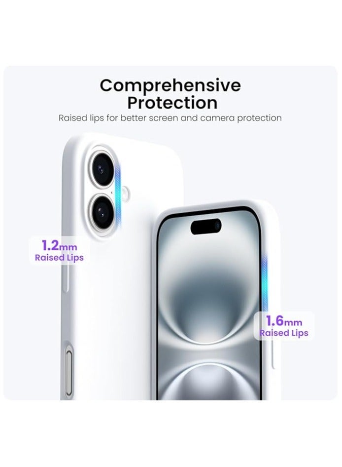 ACLIX Premium Liquid Silicone Case for iPhone 16 Plus Slim Fit, Soft Touch with Microfiber Lining & Enhanced Camera Protection - Durable & Anti-Fingerprint | White - Image 5