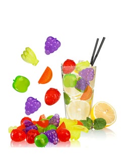 120 Pack Reusable Ice Cubes, Colorful PE Plastic Fruit Shape Ice Cubes for drinks, Coffee, Washable Refreezable BPA Free, Non-Melting