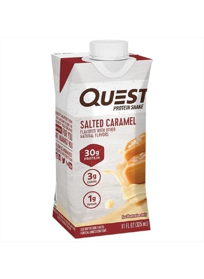 Quest Nutrition مشروب بروتين، كراميل مملح، بروتين عالي، كربوهيدرات منخفضة، خالي من الجلوتين، مناسب للكيتو، 11 أونصة سائلة، 4 عد - Image 2