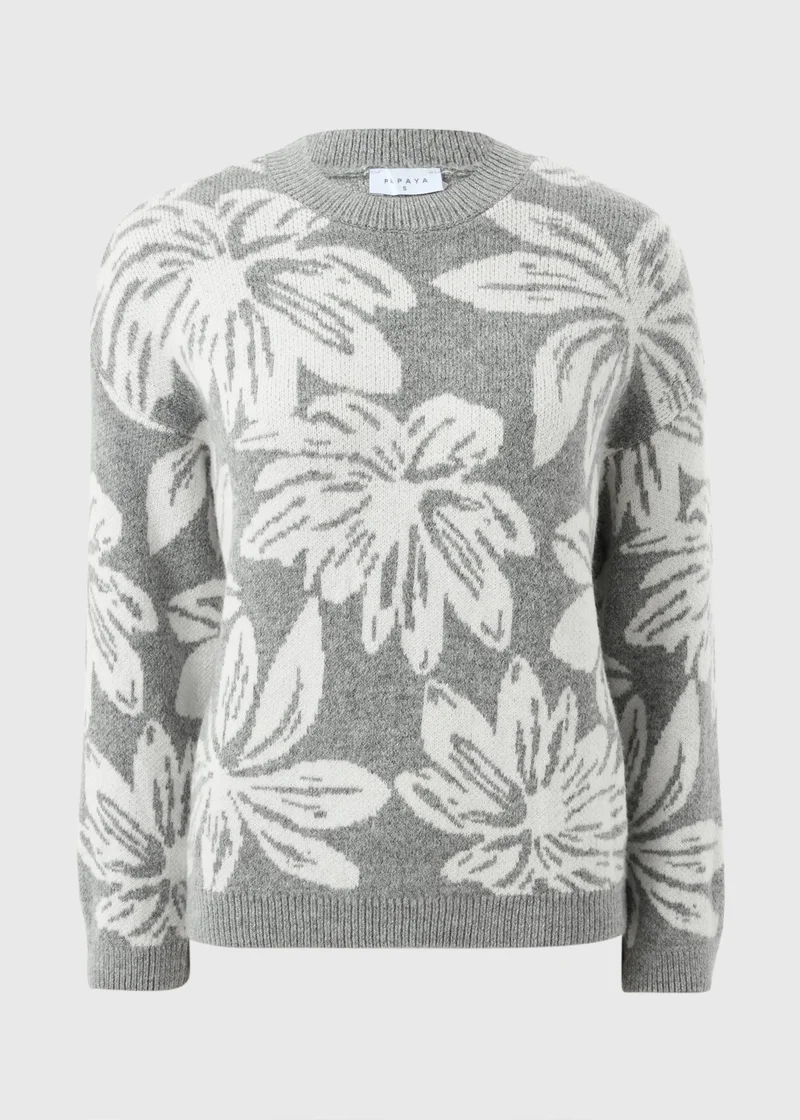 Matalan Grey Floral Jacquard Jumper