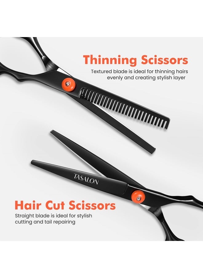 TASALON Hair Cutting Scissors Kit- All-in-1 Set of Hair Cutting Scissors - Professional Hair Shears, Thinning Scissor, Hair Comb, Neck Duster in Leather Bag -Haircut Scissor Kit  - Image 3
