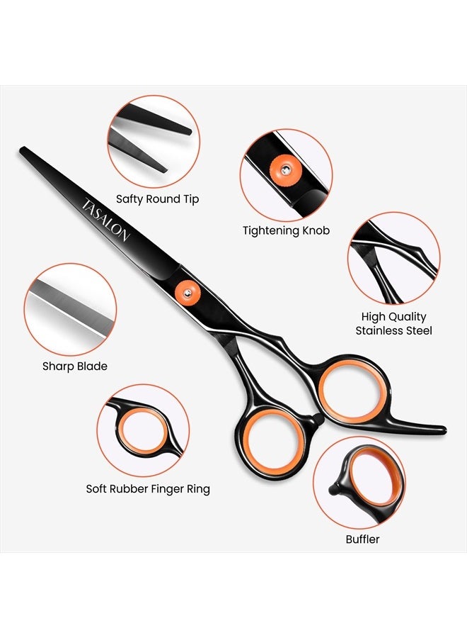 TASALON Hair Cutting Scissors Kit- All-in-1 Set of Hair Cutting Scissors - Professional Hair Shears, Thinning Scissor, Hair Comb, Neck Duster in Leather Bag -Haircut Scissor Kit  - Image 2
