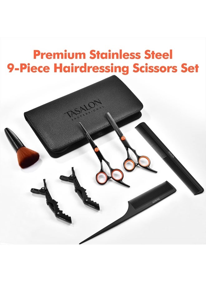 TASALON Hair Cutting Scissors Kit- All-in-1 Set of Hair Cutting Scissors - Professional Hair Shears, Thinning Scissor, Hair Comb, Neck Duster in Leather Bag -Haircut Scissor Kit  - Image 5