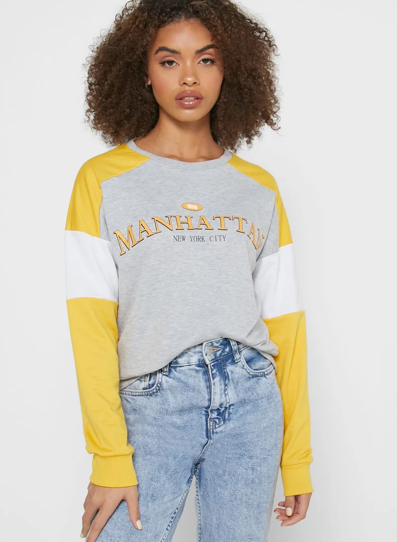 Ginger Slogan Colourblock Sweatshirt