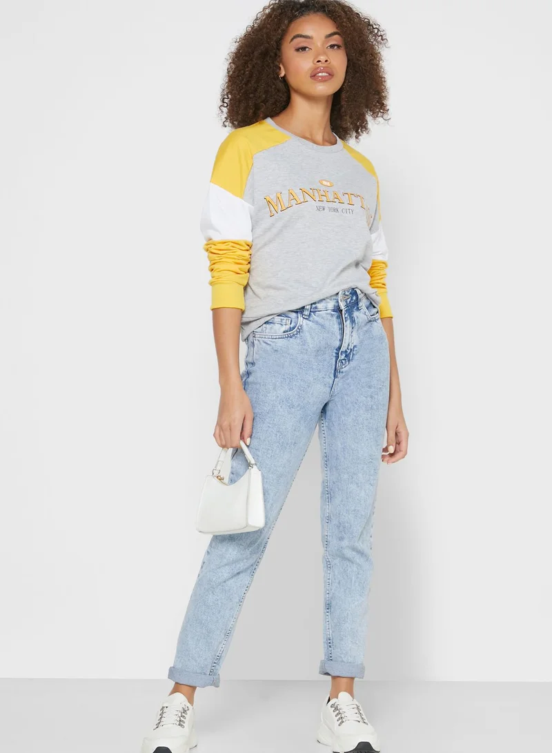 Ginger Slogan Colourblock Sweatshirt