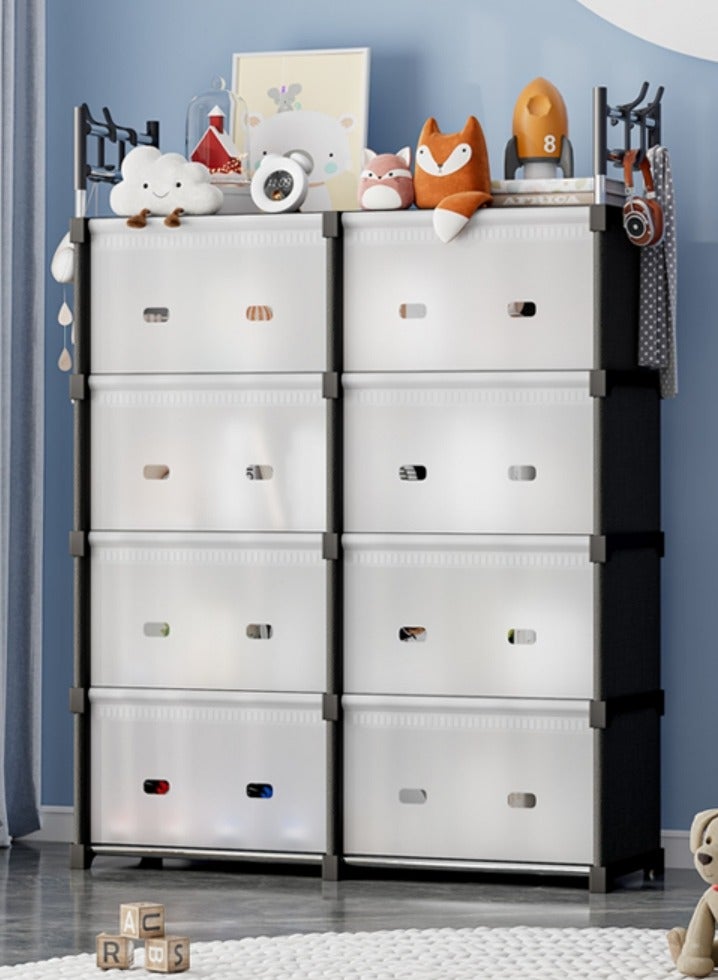 XiuWoo Simple Dustproof Plastic Bookcase Book Shelf With Hooks,Storage Organizer Portable Display Bookshelf, for Study Room, Bedroom, Office, Living Room, Closet - Image 1