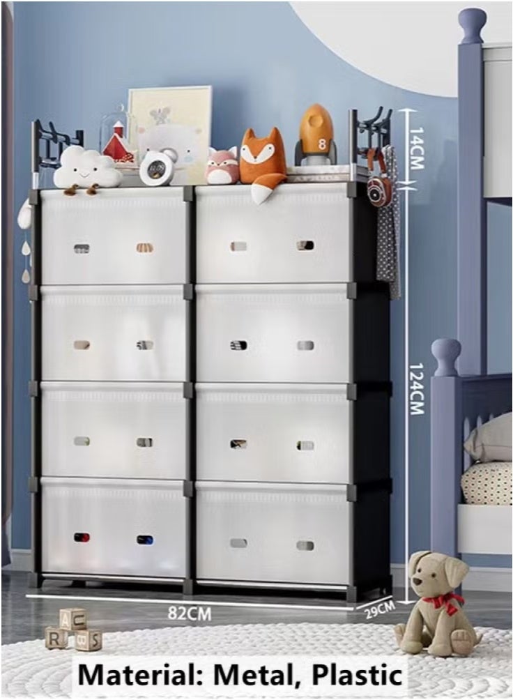 XiuWoo Simple Dustproof Plastic Bookcase Book Shelf With Hooks,Storage Organizer Portable Display Bookshelf, for Study Room, Bedroom, Office, Living Room, Closet - Image 3