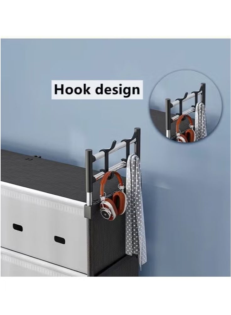 XiuWoo Simple Dustproof Plastic Bookcase Book Shelf With Hooks,Storage Organizer Portable Display Bookshelf, for Study Room, Bedroom, Office, Living Room, Closet - Image 4