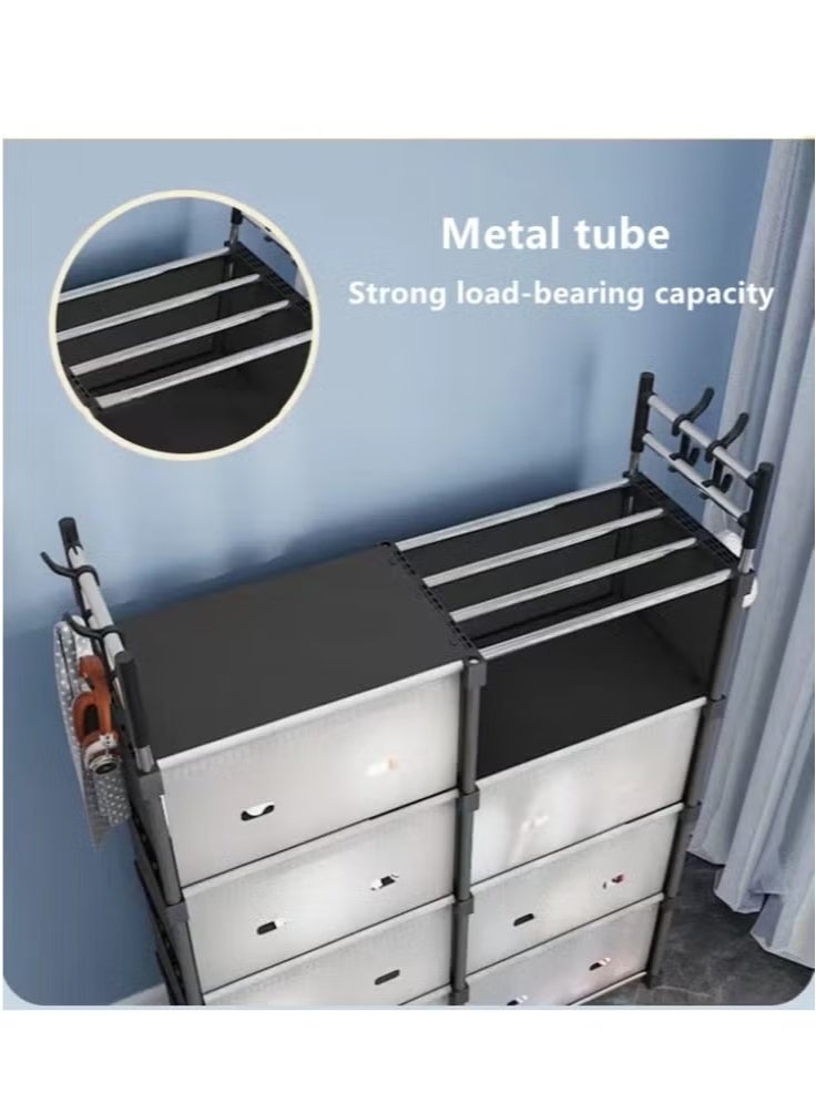 XiuWoo Simple Dustproof Plastic Bookcase Book Shelf With Hooks,Storage Organizer Portable Display Bookshelf, for Study Room, Bedroom, Office, Living Room, Closet - Image 5