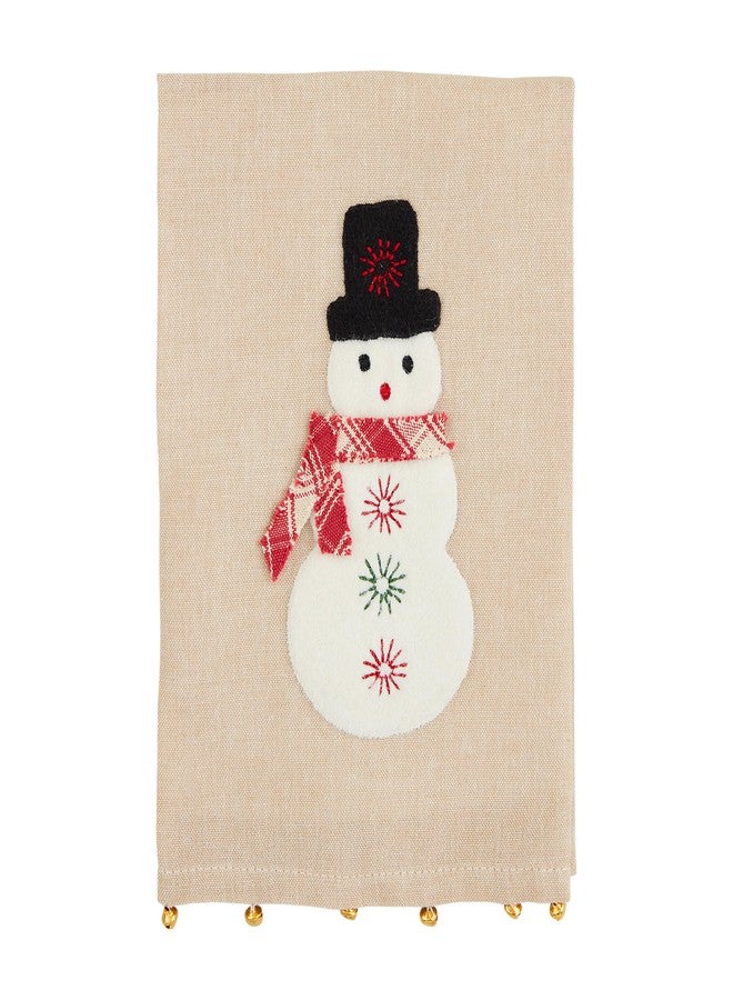 Mud Pie Felt Applique Farm Towels, Snowman, 21" x 14" - Image 1