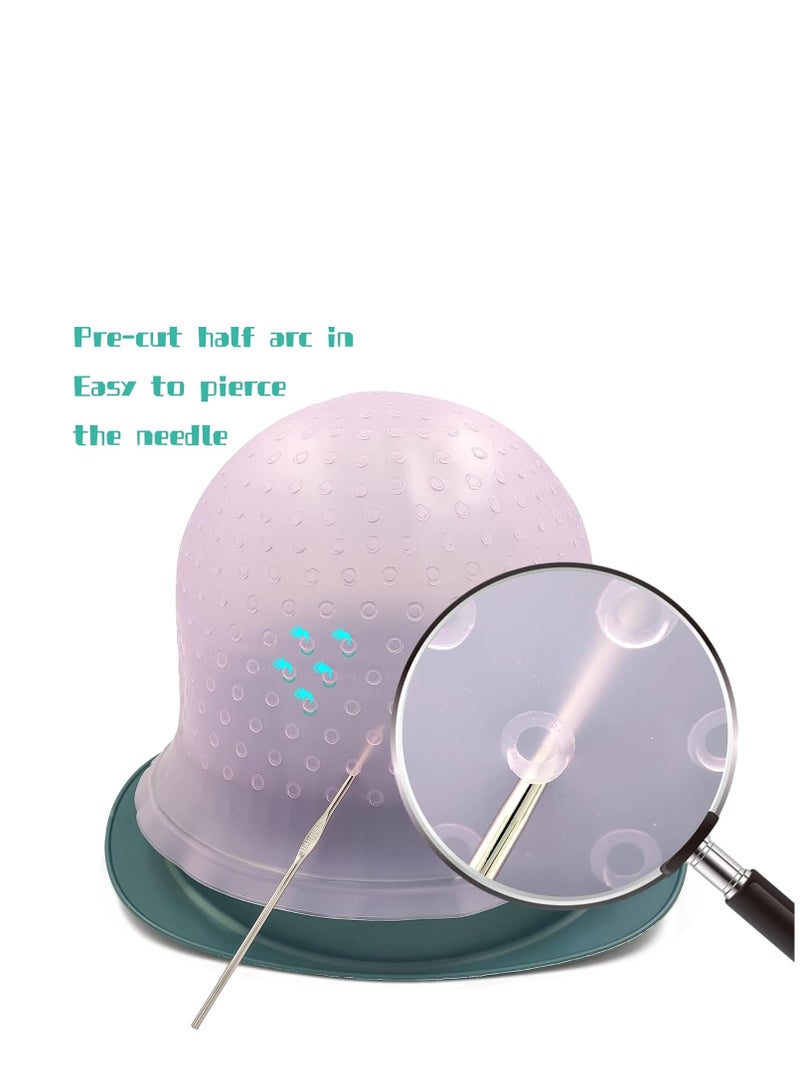 Generic 1pc Highlighting Cap with Holes already in Silicone Reusable Highlighting Cap Hair Dye Cap with Holes Tipping Caps Hair Salon Hairdressing Highlight Cap and Hook Kit (Pink) - Image 4