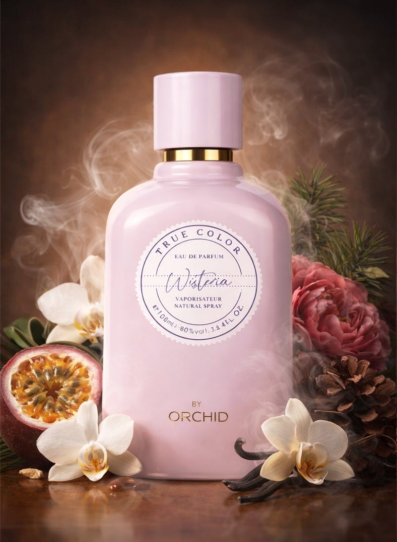 Orchid True Color Wisteria Pour Femme Eau de Parfum 100ml for Women | Long Lasting Fruity Floral Vanilla Perfume - Image 1