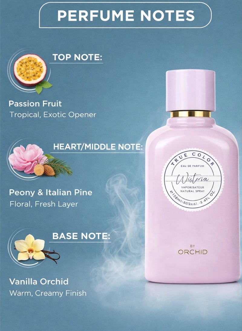 Orchid True Color Wisteria Pour Femme Eau de Parfum 100ml for Women | Long Lasting Fruity Floral Vanilla Perfume - Image 2
