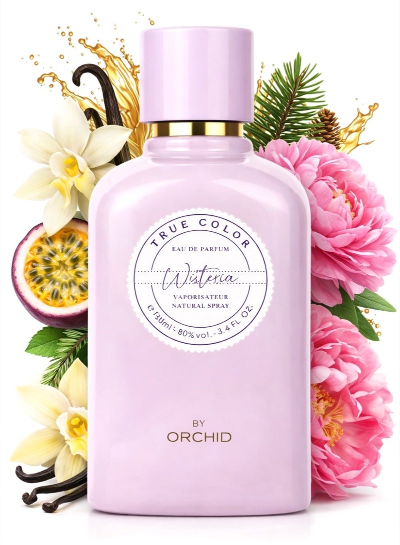 Orchid True Color Wisteria Pour Femme Eau De Parfum 100ML Perfume for Women Long Lasting Fruity Floral Vanilla - Image 1