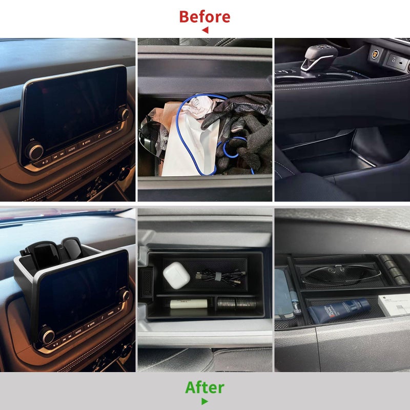Zxiaochun 3PCS Center Console Organizer Compatible with 2021-2025 2026 Nissan Rogue S/SV/Rock Creek Accessories, Dashboard Tray Armrest Storage Box Lower Center Console Tray (Only Fit 8-Inch Screen) - Image 3