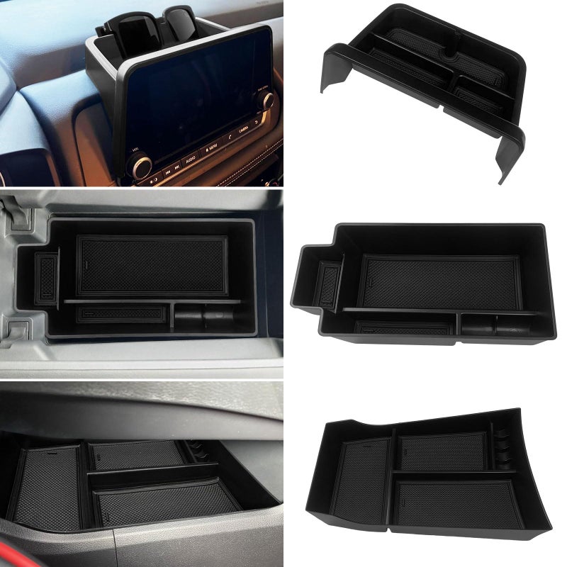 Zxiaochun 3PCS Center Console Organizer Compatible with 2021-2025 2026 Nissan Rogue S/SV/Rock Creek Accessories, Dashboard Tray Armrest Storage Box Lower Center Console Tray (Only Fit 8-Inch Screen) - Image 1
