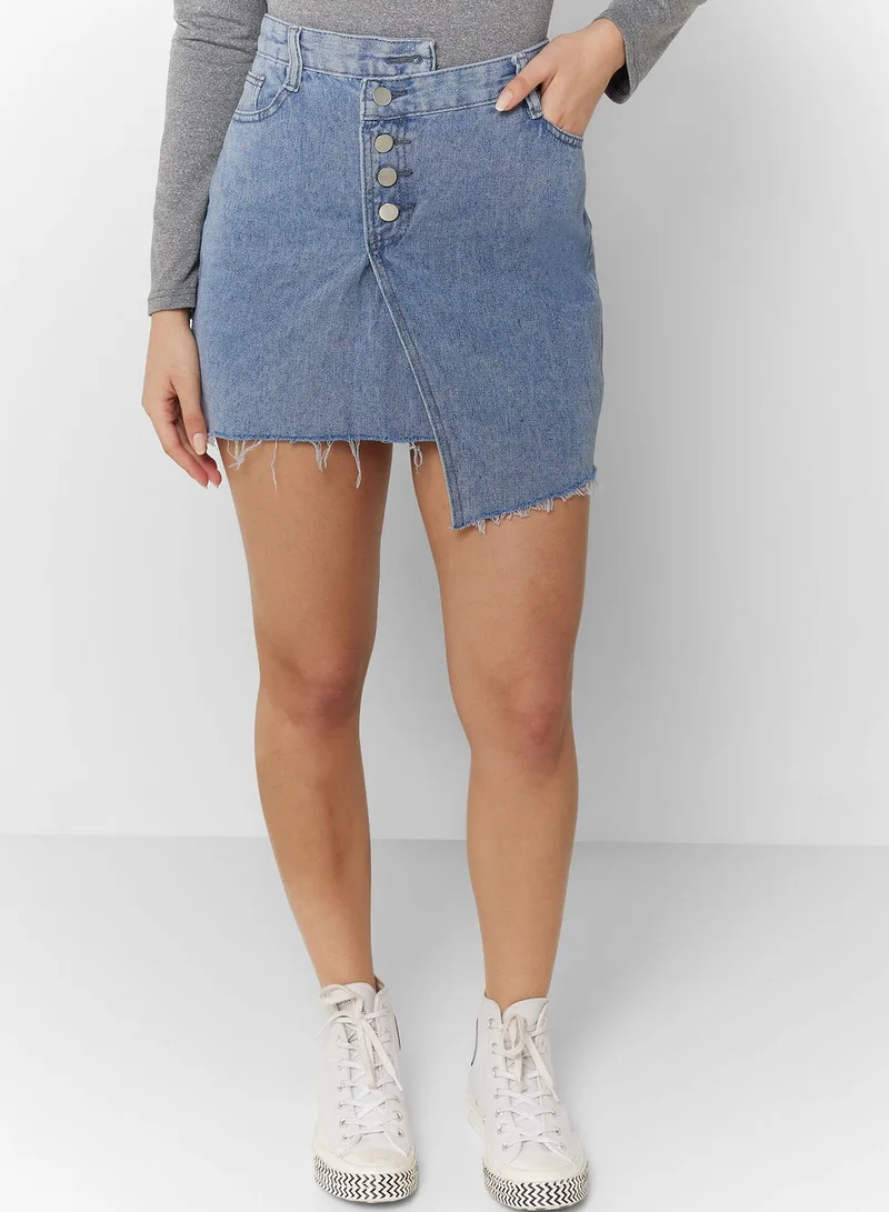 Ginger Asymmetrical Hem Denim Skirt