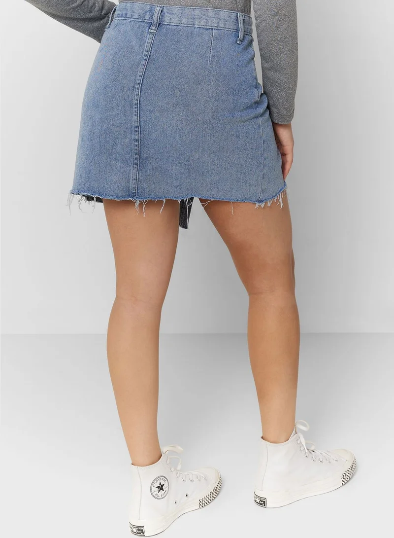 Ginger Asymmetrical Hem Denim Skirt