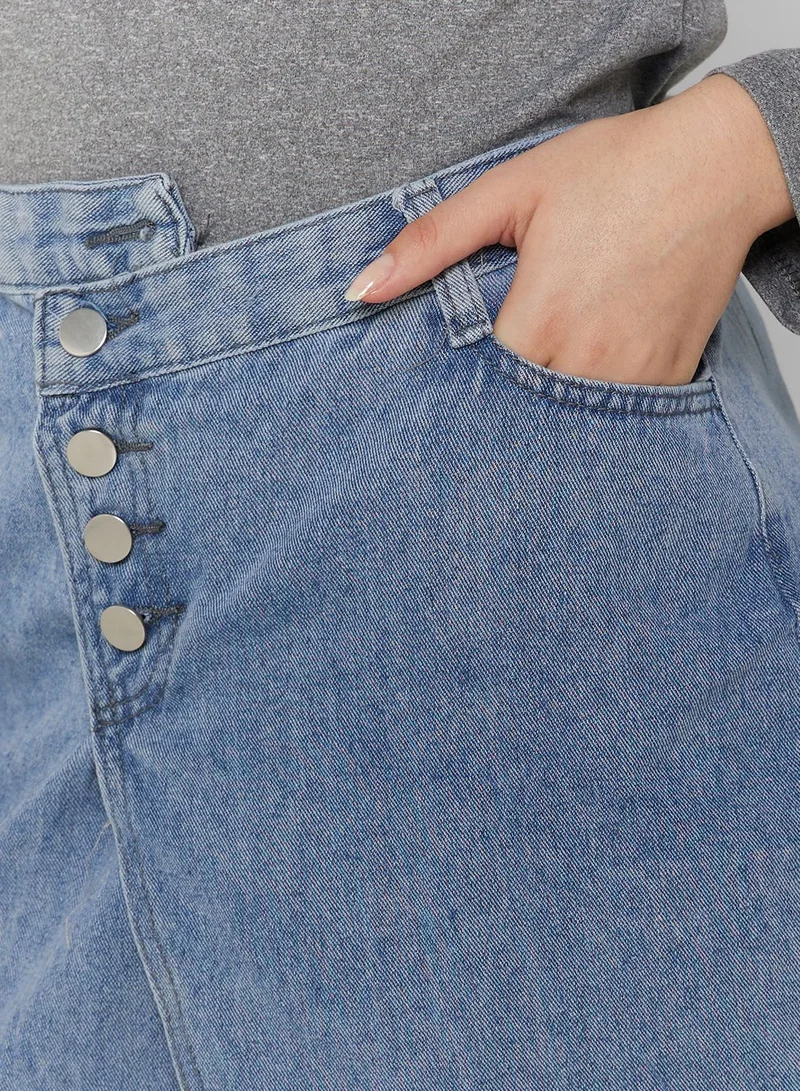 Ginger Asymmetrical Hem Denim Skirt