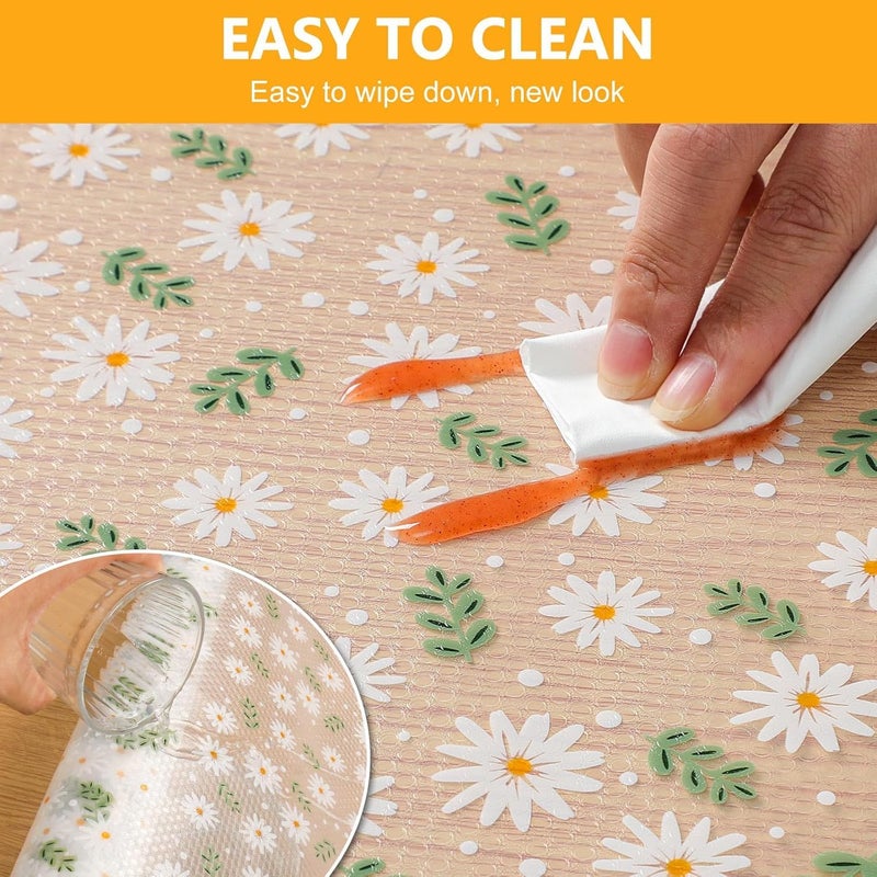 IMPERSE Fridge Mat, Shelf Liner for Kitchen Cabinets – Non-Slip Kitchen Drawer & Refrigerator Liner – Waterproof, Washable Cabinet Mat, Easy to Cut & Install | 45 x 300 cm (Green Mini Flower) - Image 4