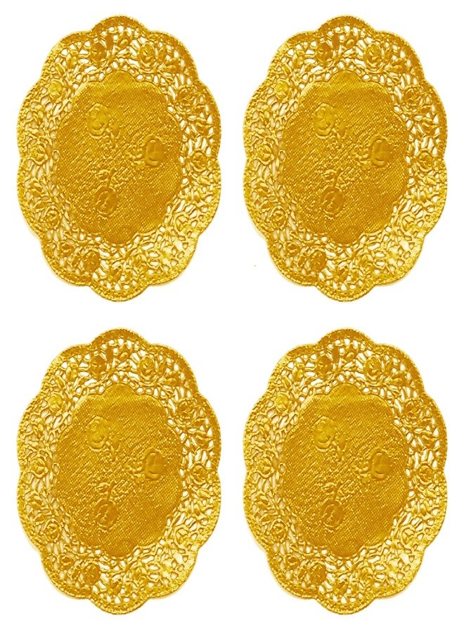 Jagrove Paper Doilies 50 Pack 3.5 Inch Gold Lace Doilies Paper Decorative Disposable Round Paper Placemats Bulk for Cake Dessert Craft Wedding Birthday Party Tableware Decorations - Image 1