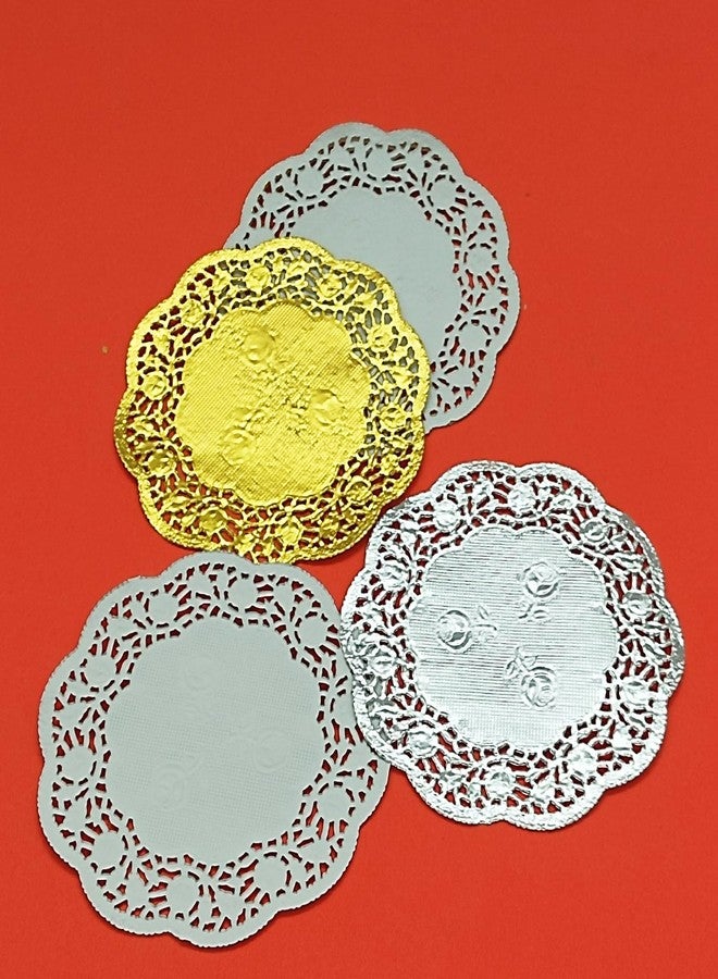 Jagrove Paper Doilies 50 Pack 3.5 Inch Gold Lace Doilies Paper Decorative Disposable Round Paper Placemats Bulk for Cake Dessert Craft Wedding Birthday Party Tableware Decorations - Image 2