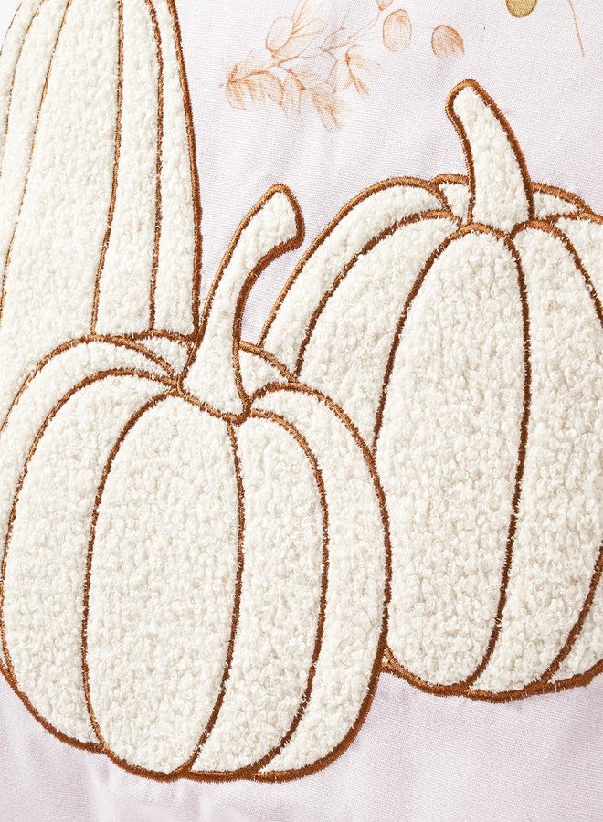 DN DECONATION Fall Decor Pillow Covers 18x18 Set of 2, Hello Autumn Throw Pillows Covers, Embroidered Pumpkins Pillow Couch Cover, Decorative Pillows Case for Farmhouse Thanksgiving Decoration- Beige - Image 5