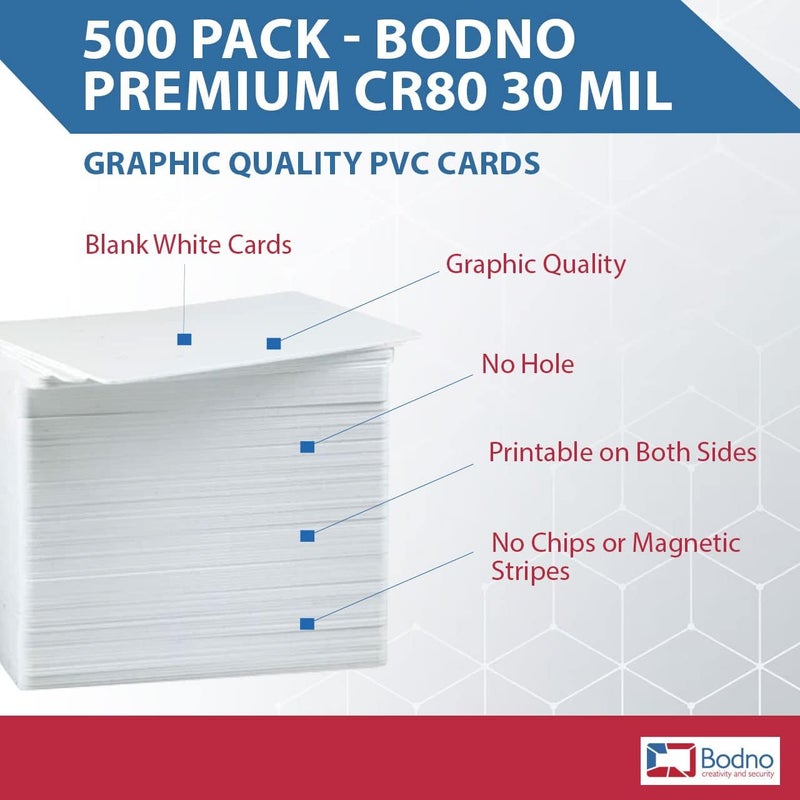 Bodno Premium CR80 30 Mil Graphic Quality PVC Cards  500 Pack - Image 2