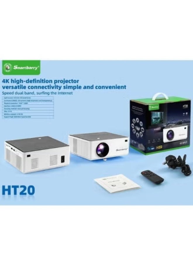 Smartbarry HT20 4K HD Portable Projector with WiFi & Dual Band Speed, Smart Home Theater Projector with HDMI/USB/Audio, Compatible with TV Stick, Laptop, PS5, iOS & Android – Ideal for Movies, Gaming & Office - Image 3