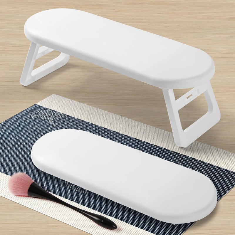 HOTUT Nail Arm Rest Hand Pillow White Manicure Pillow Nail Cushion Nail Arm Rest Foldable Hand Stand for Nail Tech NonSlip Soft Leather Nail Stand Nail Hand Rest for Nail Salon Technician