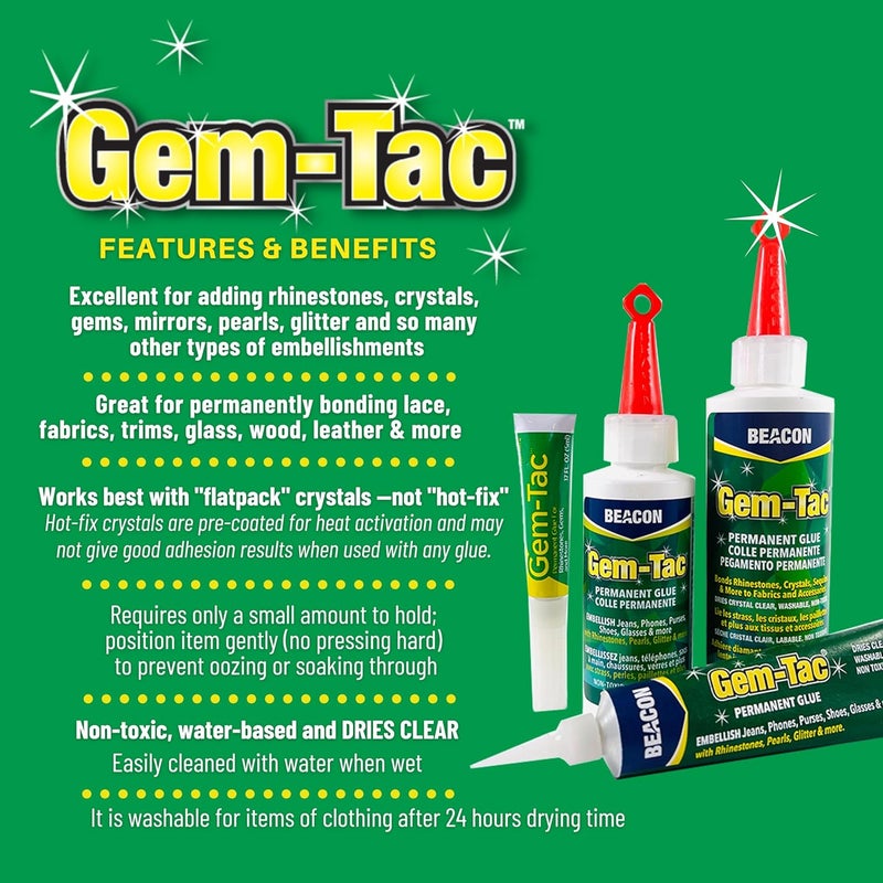 بيكون لاصق Adhesives Gem-Tac عالي الجودة لتثبيت أحجار الراين والأحجار الكريمة بشكل آمن - أساسه مائي، مقاوم للأشعة فوق البنفسجية، 2 أونصة - Image 5